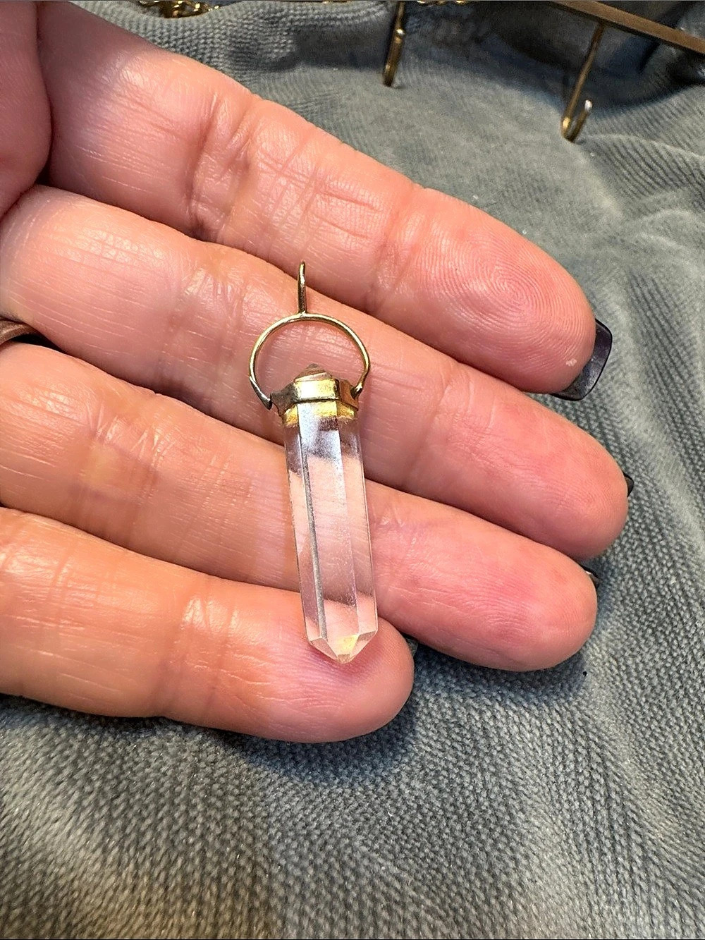 Clear Quartz Crystal Point Pendant Crystal Point Pendant Clear Gold-Tone